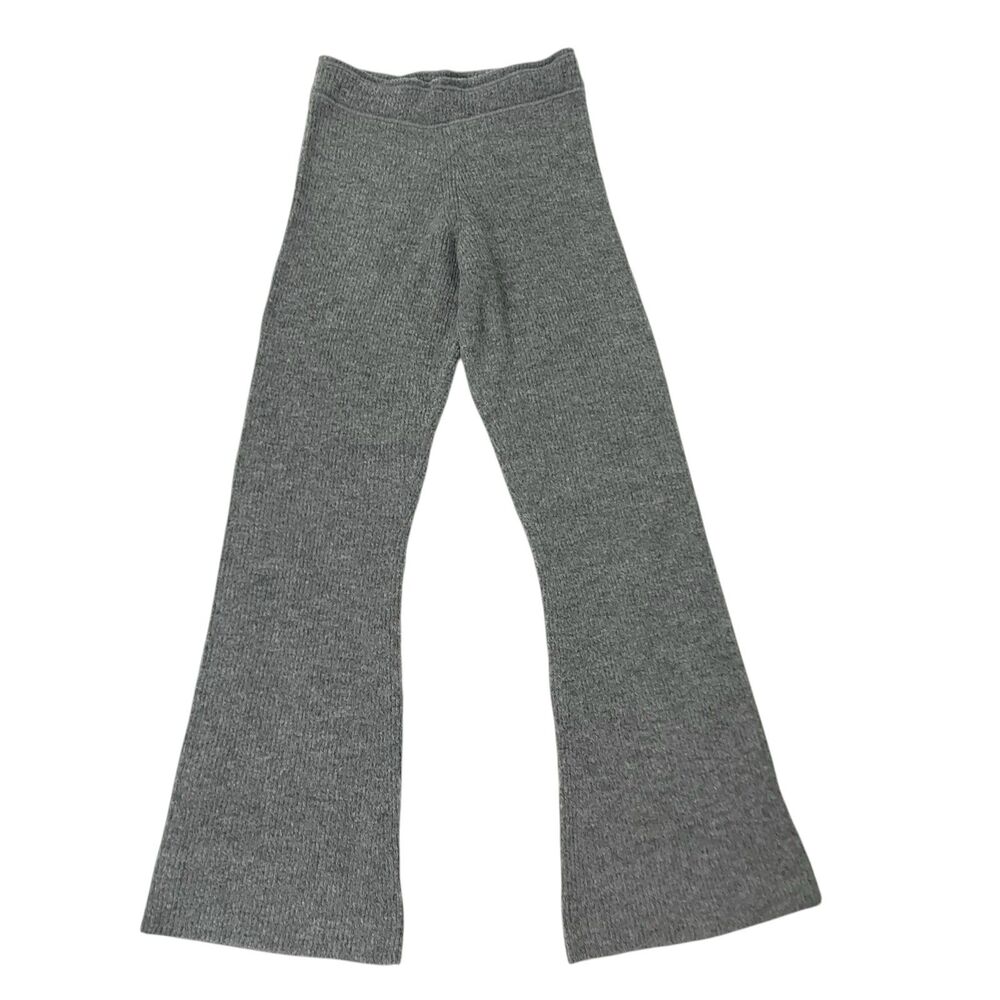 4TH Reckless Pants Womens 8 Gray Flared Ribbed Knitted Pull On Comfy Cozy Warm